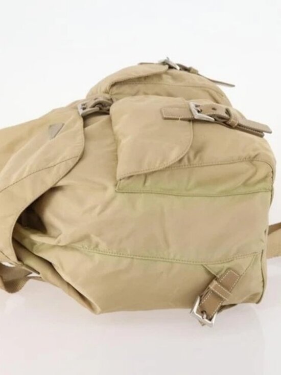 PRADA Backpack Nylon Beige Silver Auth 170950 main image 14